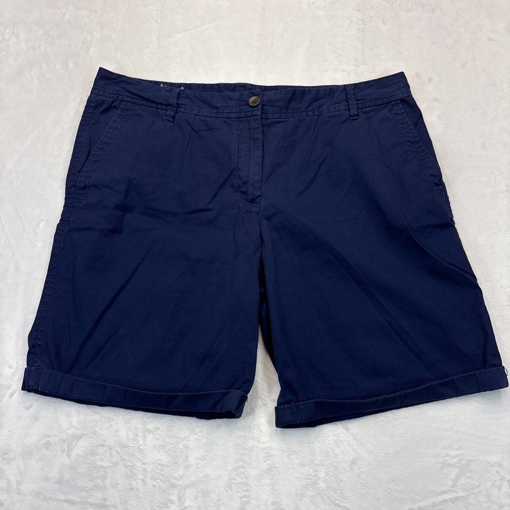 Talbots Girlfriend Chino Shorts Womens Size 12 Navy Blue Cotton Cuffed Casual